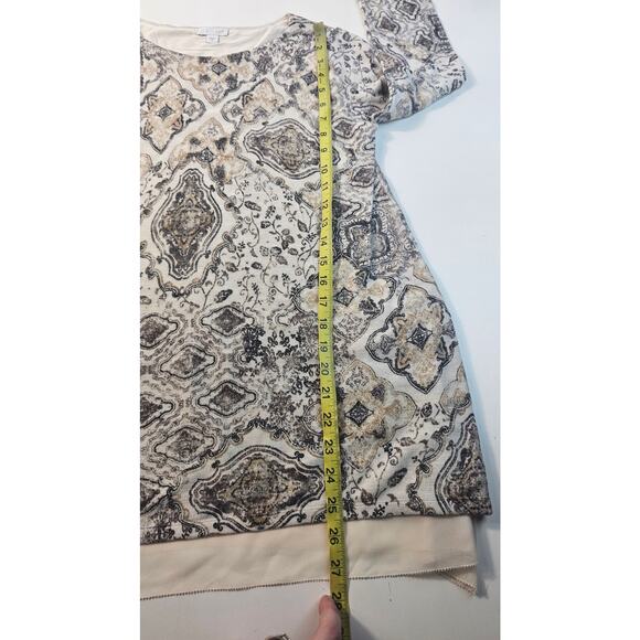 J jill double layer tunic long sleeve knit top paisley coquette neutral XS (OS) - Picture 6 of 8